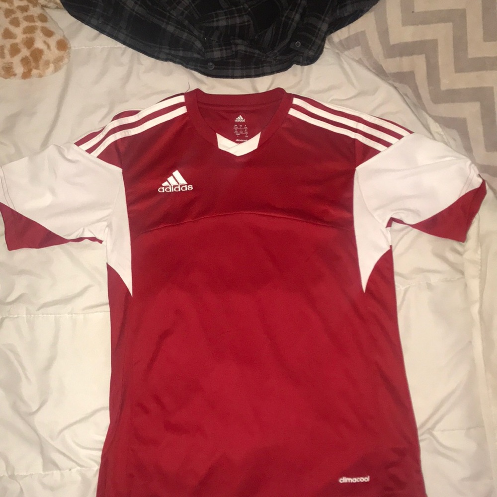 Red Adidas soccer shirt